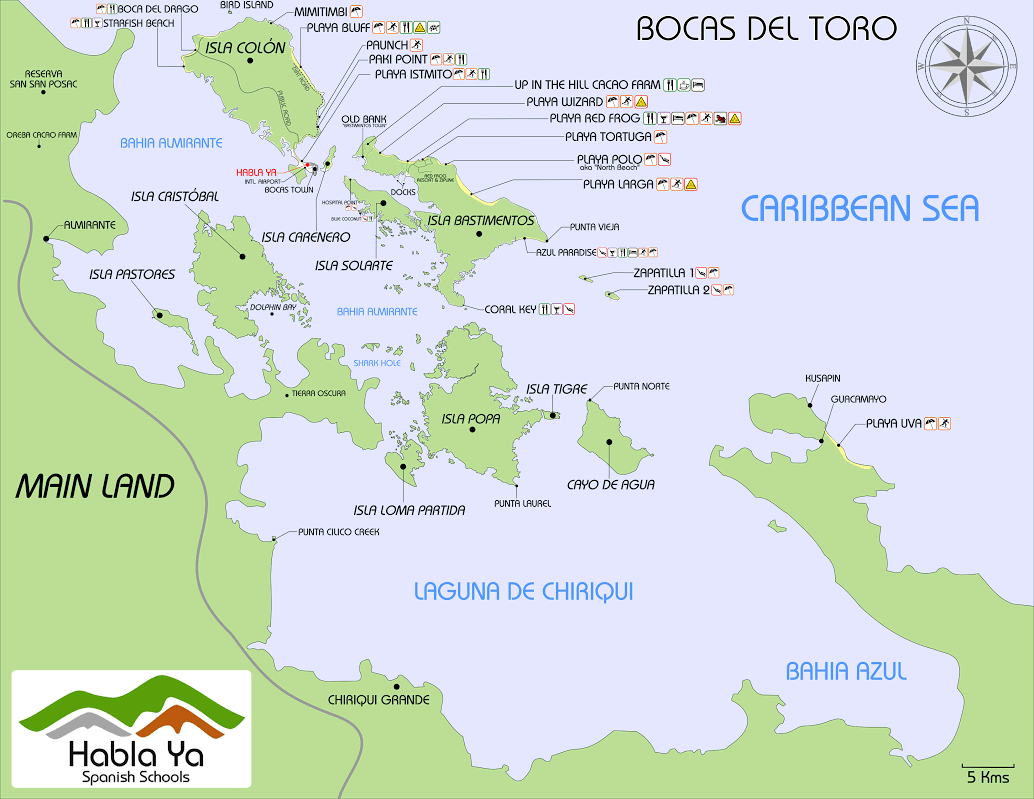 Map of the Archipelago of Bocas del Toro showing all the islands